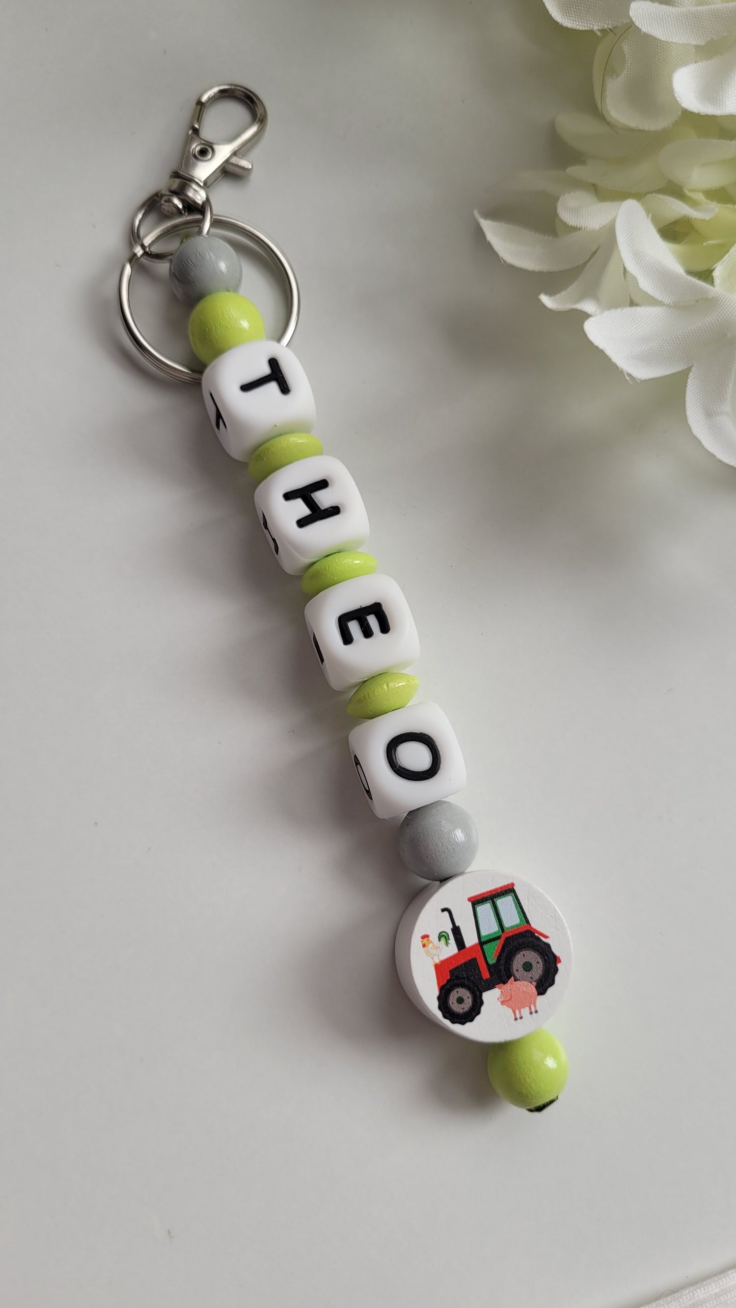 Schlüsselanhänger mit bis zu 3 Namen Traktor