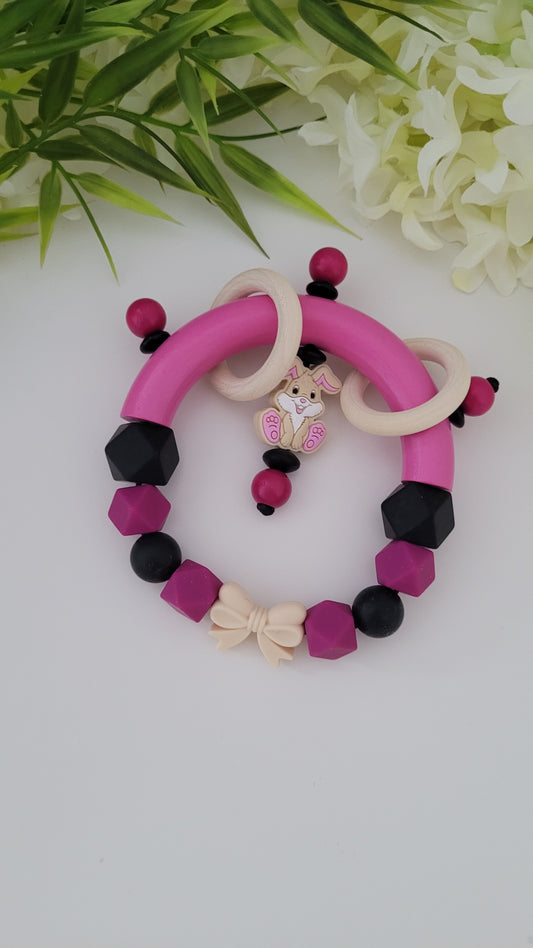 Motorik Greifring * Häschen* pink schwarz