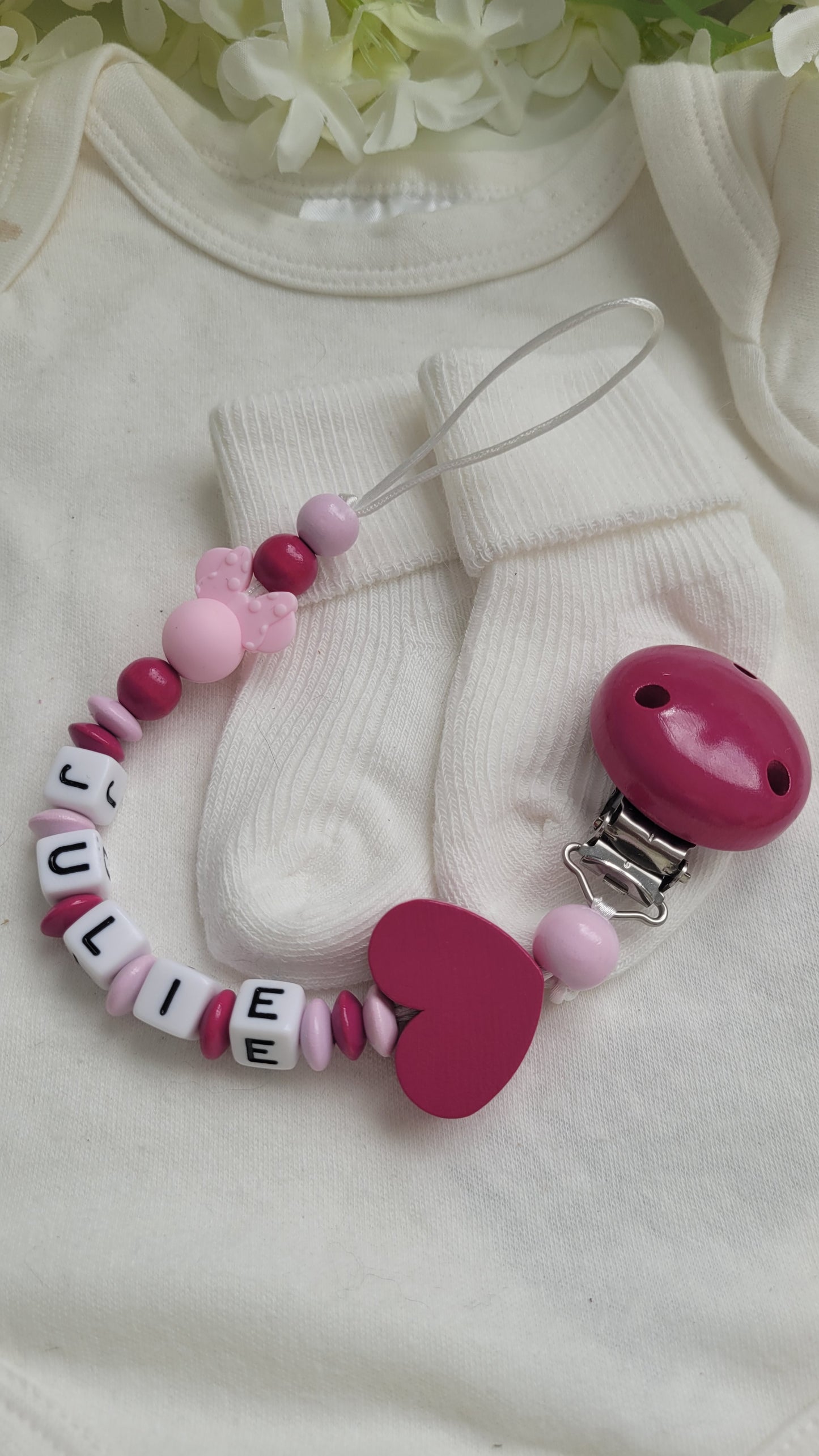 Schnullerkette mit Namen für Mädchen Maus