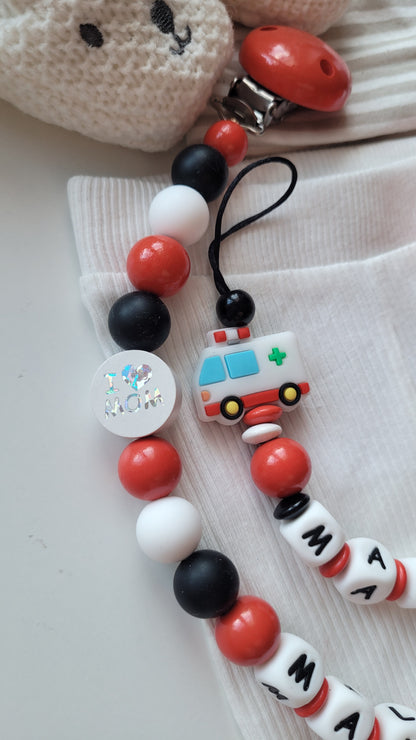 Kinderwagenkette & Schnullerkette Krankenwagen