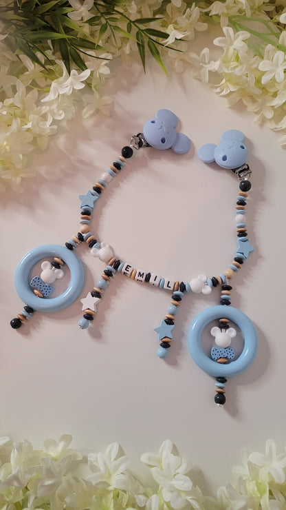 Kinderwagenkette  mit Wunschnamen Maus  Spielringe