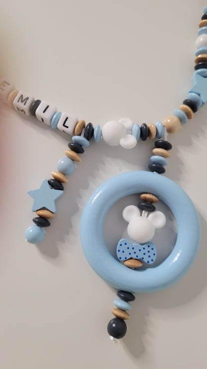 Kinderwagenkette  mit Wunschnamen Maus  Spielringe