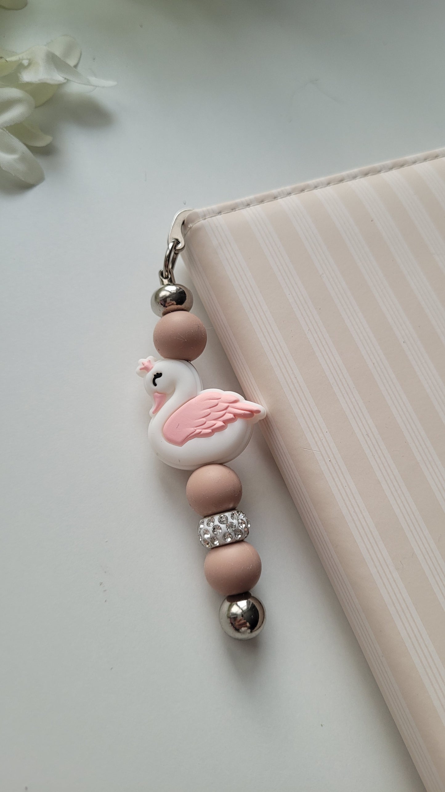 Lesezeichen Schwan taupe glitzer