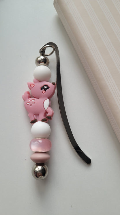 Lesezeichen Reh weiß rosa