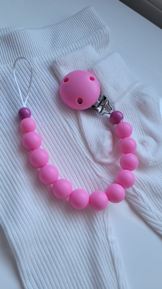 Schnullerkette Silikon pink