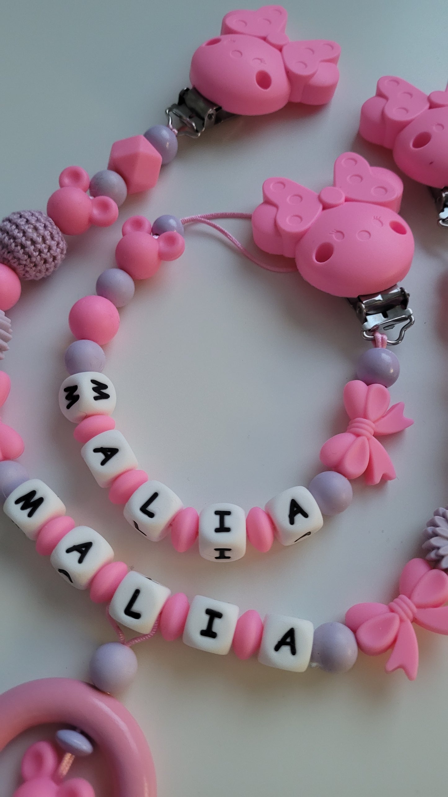 Kinderwagenkette & Schnullerkette *Maus pink*flieder