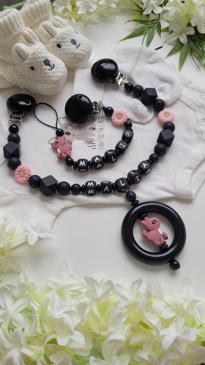 Kinderwagenkette & Schnullerkette "Lovely Flower Rehkitz"