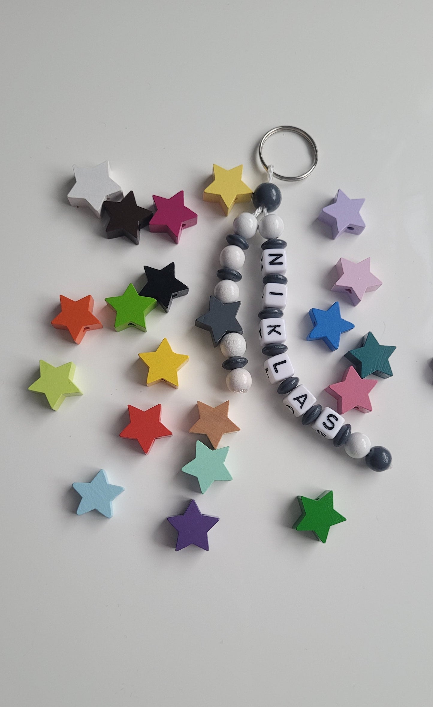 Schlüsselanhänger mit Namen Sternchen Farbwahl