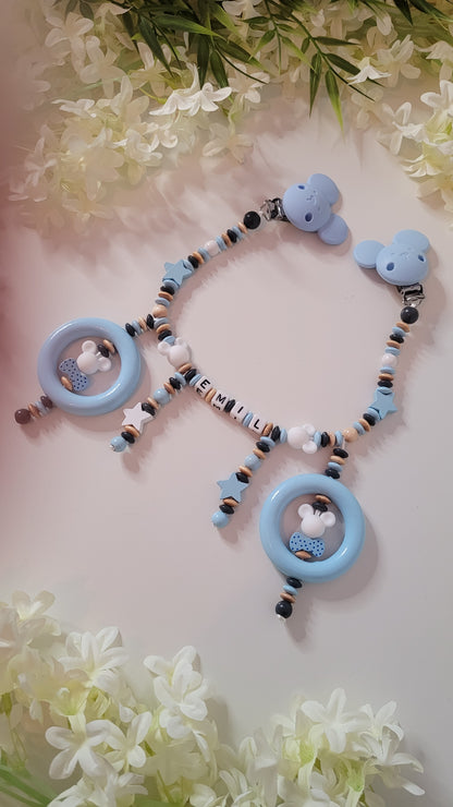 Kinderwagenkette  mit Wunschnamen Maus  Spielringe