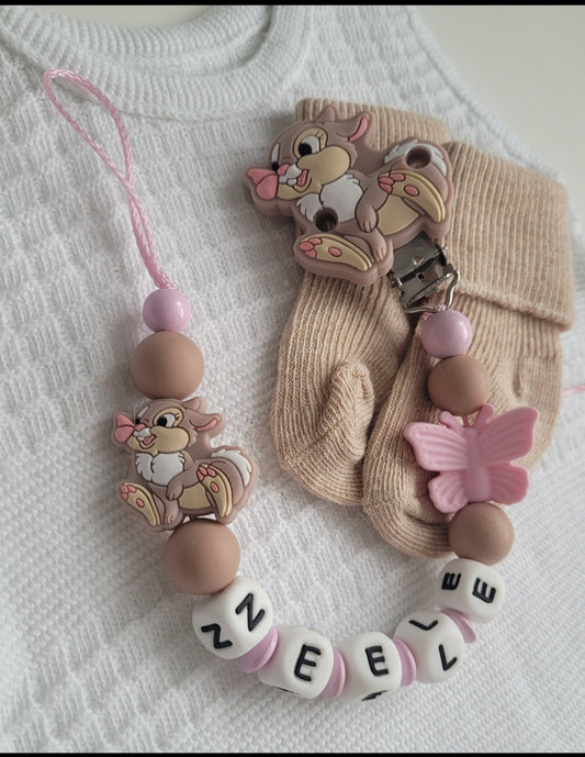 Schnullerkette personalisiert babygeschenk silikon Schnullerkette Hase disney