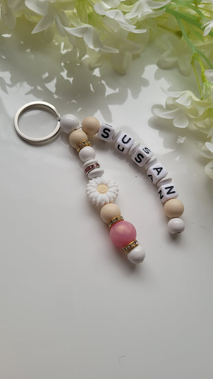 Schlüsselanhänger mit Namen rosegold Strass