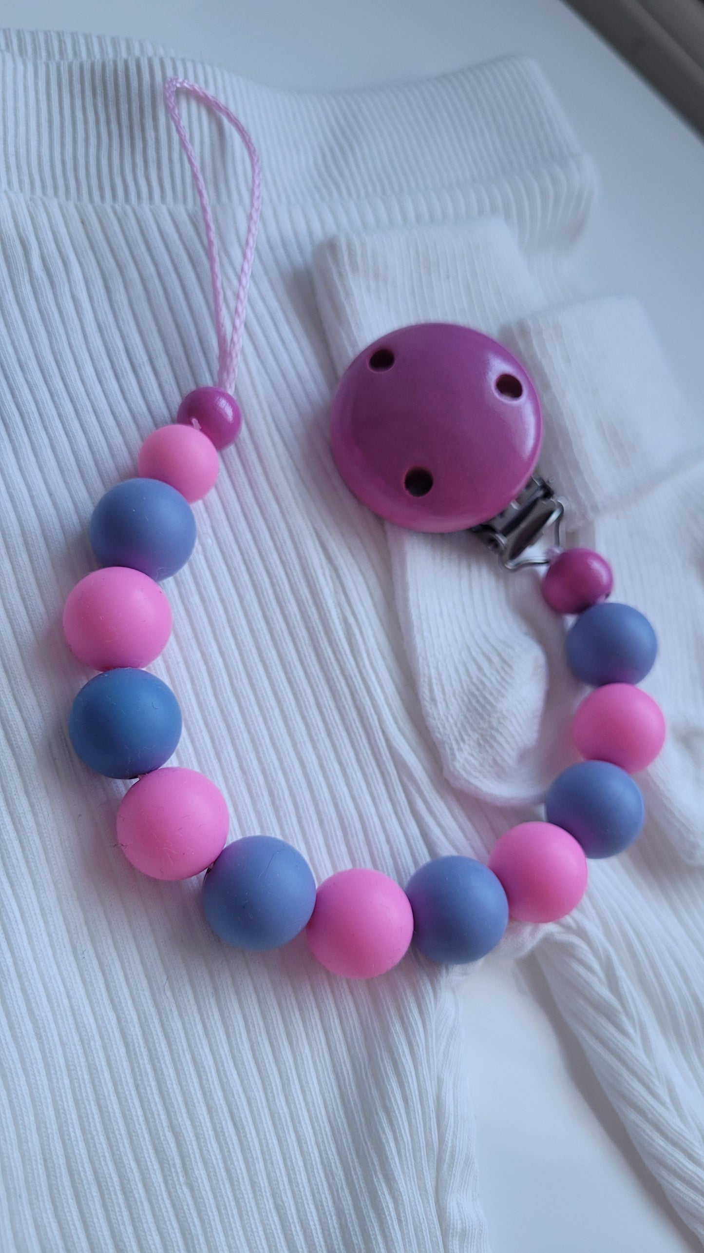 Schnullerkette Silikon pink blau