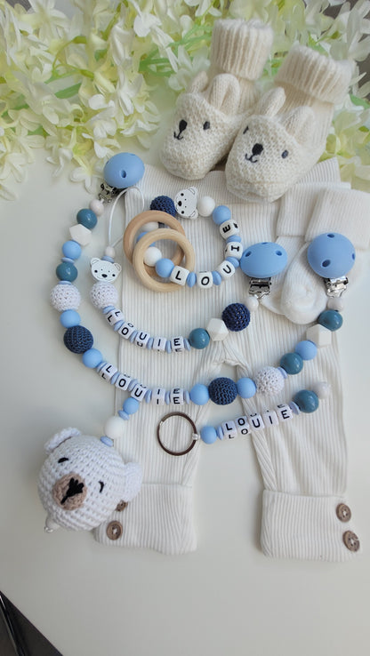 4 tlg Mega Komplett Set inkl. Schlüsselanhänger Bärchen blau