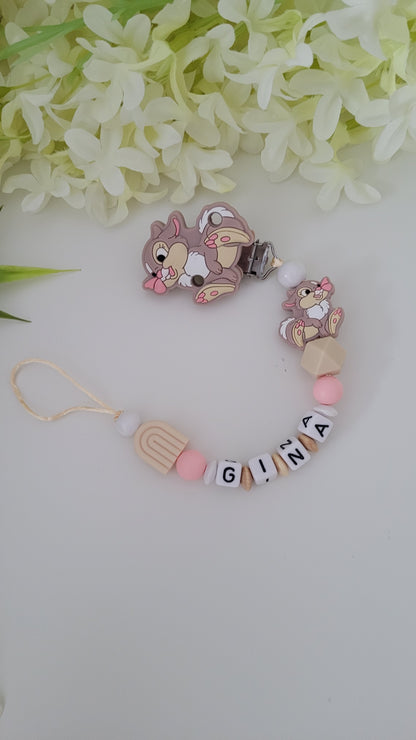Kinderwagenkette & Schnullerkette *Häschen*  peach beige weiss