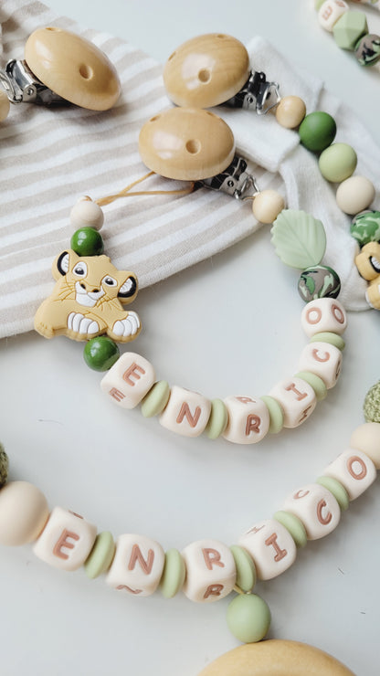 Schnullerkette personalisiert camulöwe grün silikon