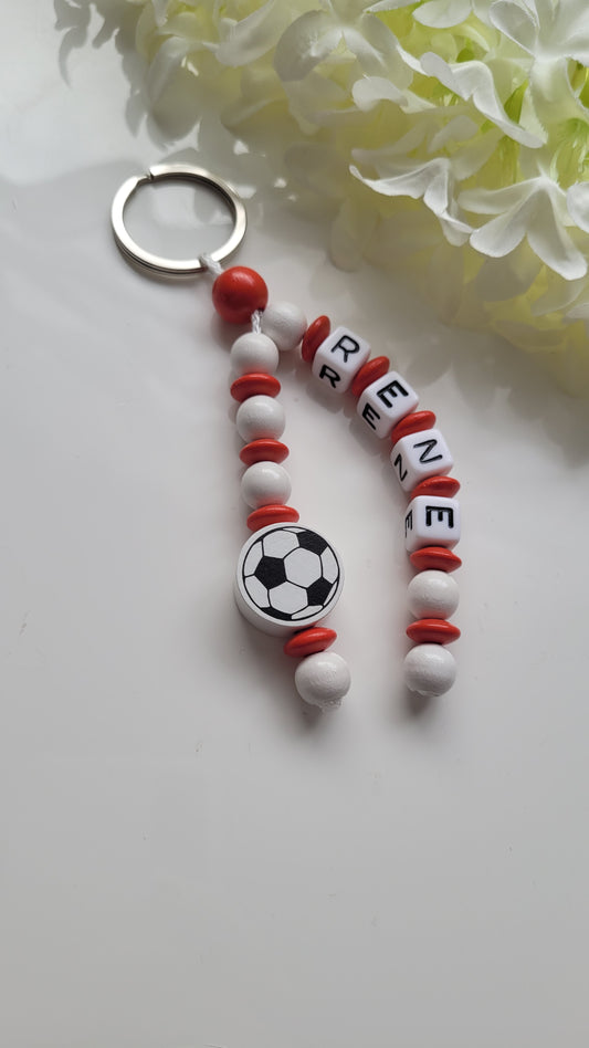 Schlüsselanhänger mit Namen Fussball rot weiß Motivauswahl