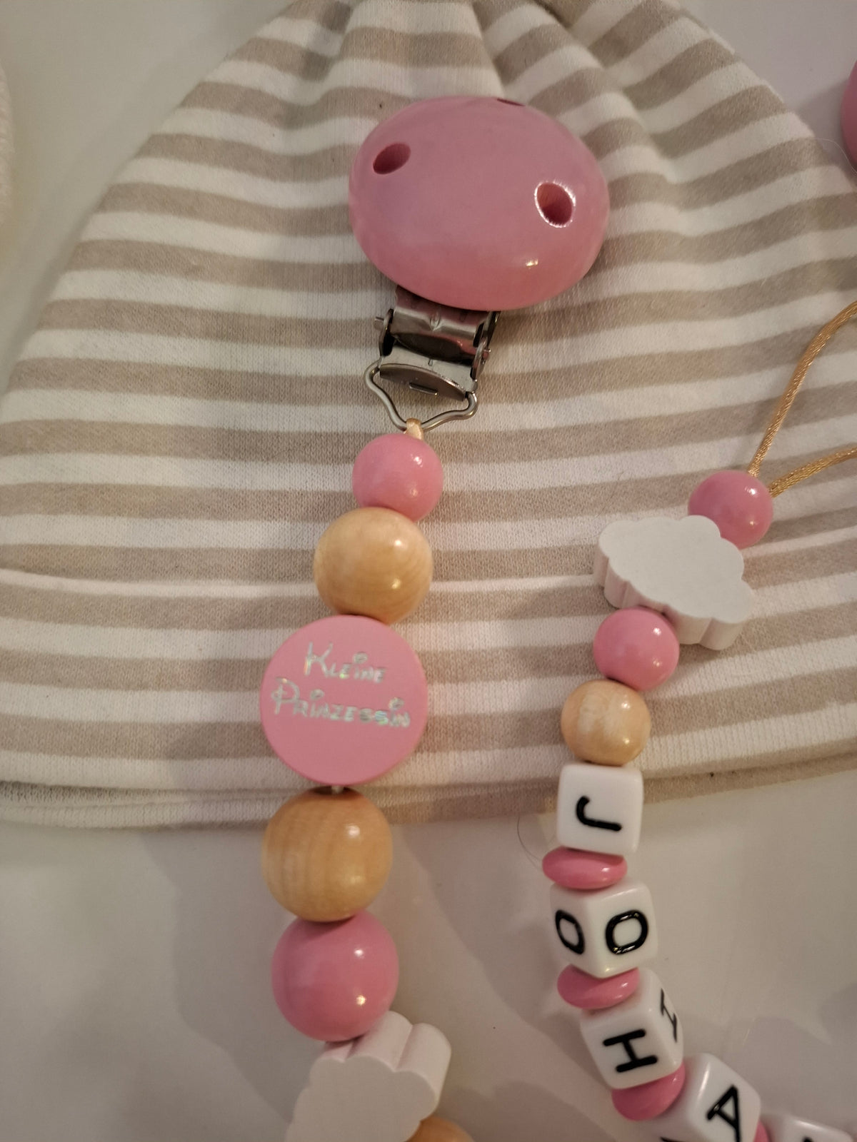 Kinderwagenkette & Schnullerkette Set mit Namen Traktor babyrosa Silikon | personalisiert