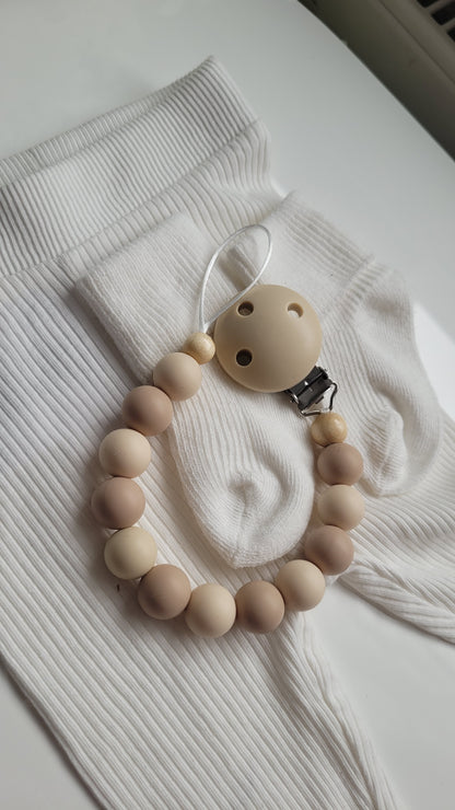 Schnullerkette Silikon beige taupe