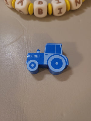 Traktor holz blau