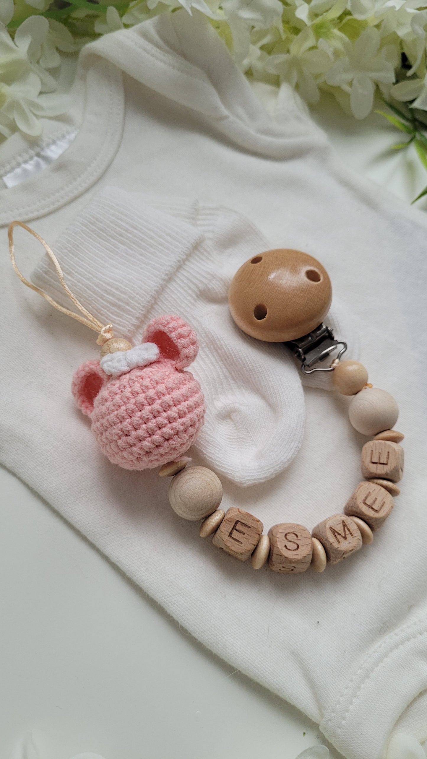 Schnullerkette mit Namen für Mädchen *Sweety* Maus