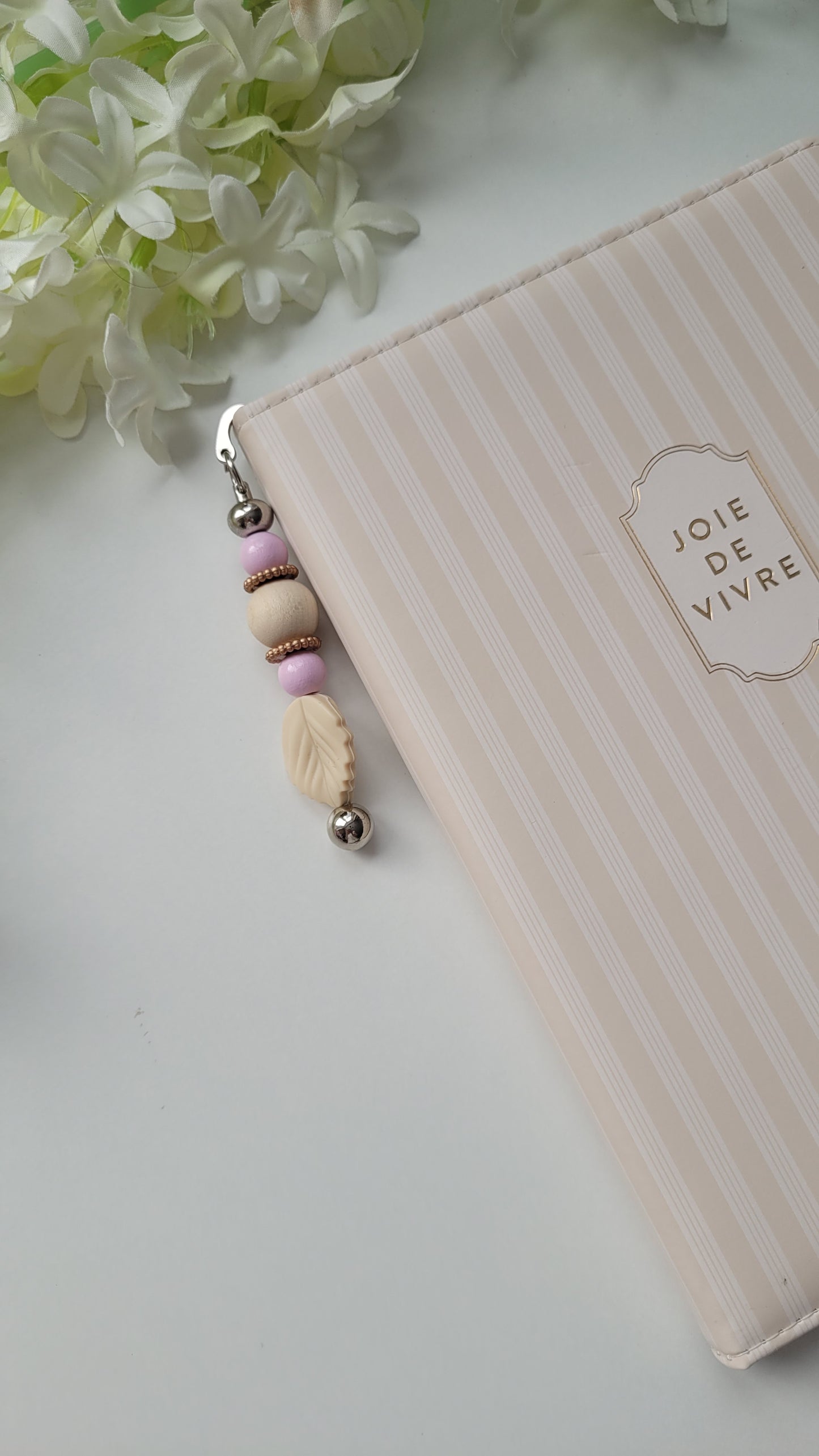 Lesezeichen Blatt rosa holz rosegold