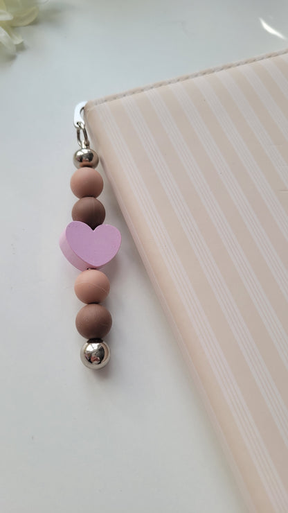 Lesezeichen Herz braun rosa