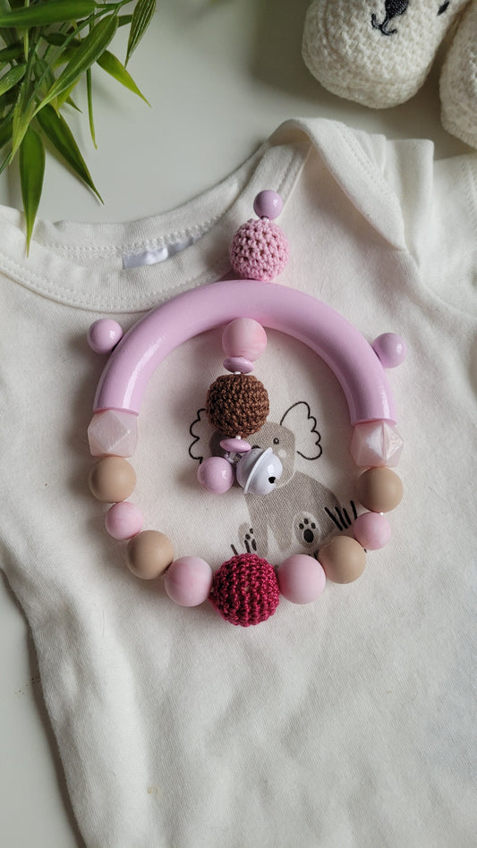 Motorik Greifring  perlmutt Schimmer braun rosa pink