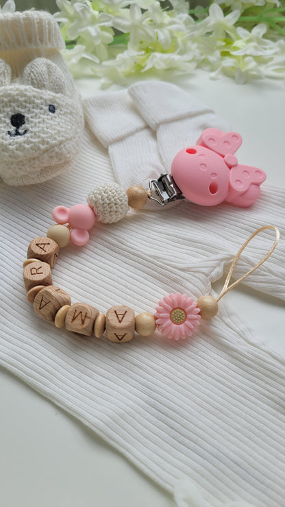 Kinderwagenkette & Schnullerkette *Maus* apricot