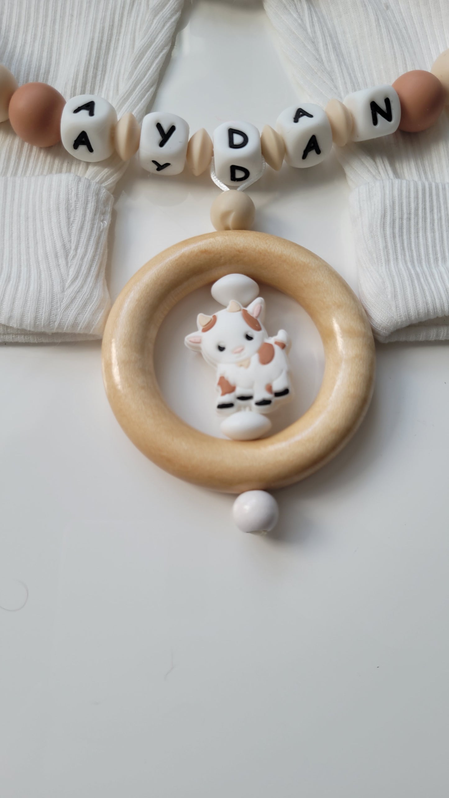 Kinderwagenkette & Schnullerkette mit Namen Bauernhof
