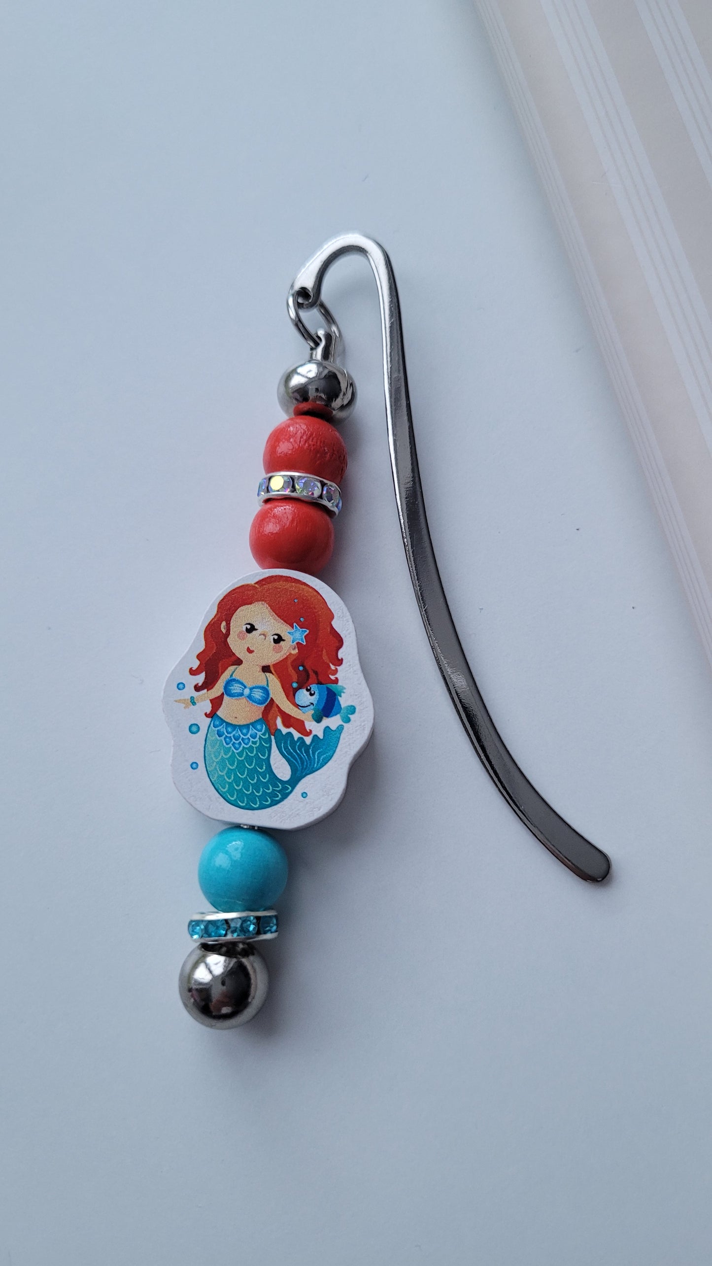 Lesezeichen Kleine Meerjungfrau rot türkis glitzer