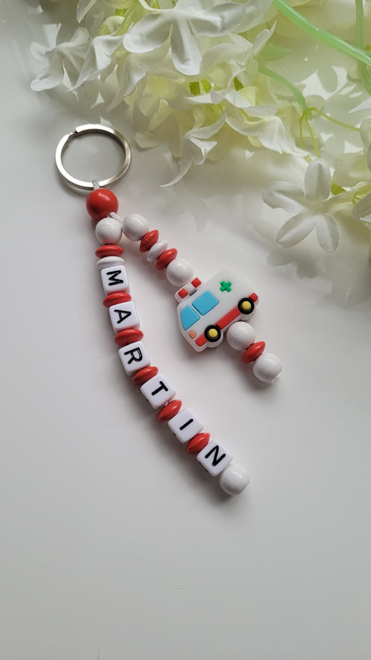 Schlüsselanhänger mit Namen Krankenwagen Motivauswahl