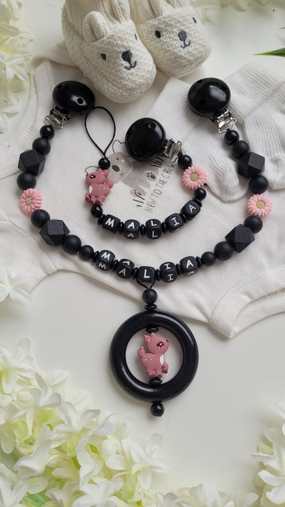 Kinderwagenkette & Schnullerkette "Lovely Flower Rehkitz"