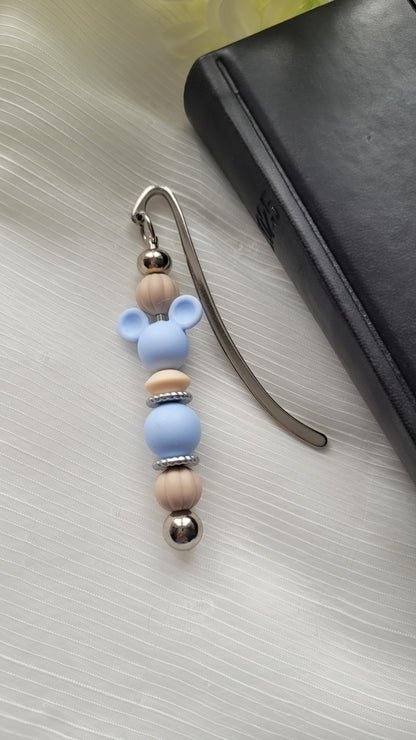 Lesezeichen Maus blau beige