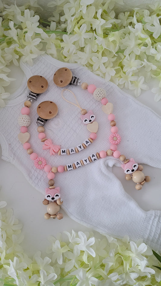 Kinderwagenkette & Schnullerkette * Füchslein Spielfreude *