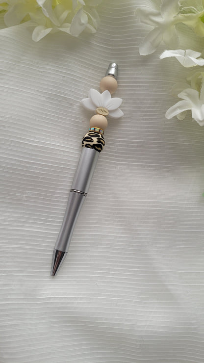 Kugelschreiber Leo beige Blume