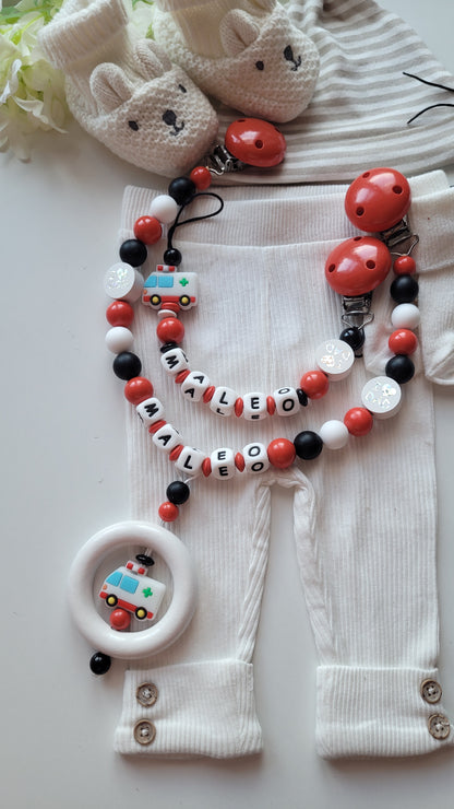 Kinderwagenkette & Schnullerkette Krankenwagen