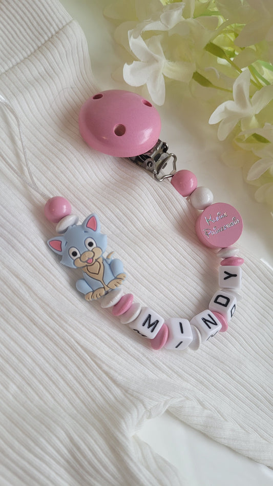 Schnullerkette mit Namen für Mädchen Kätzchen