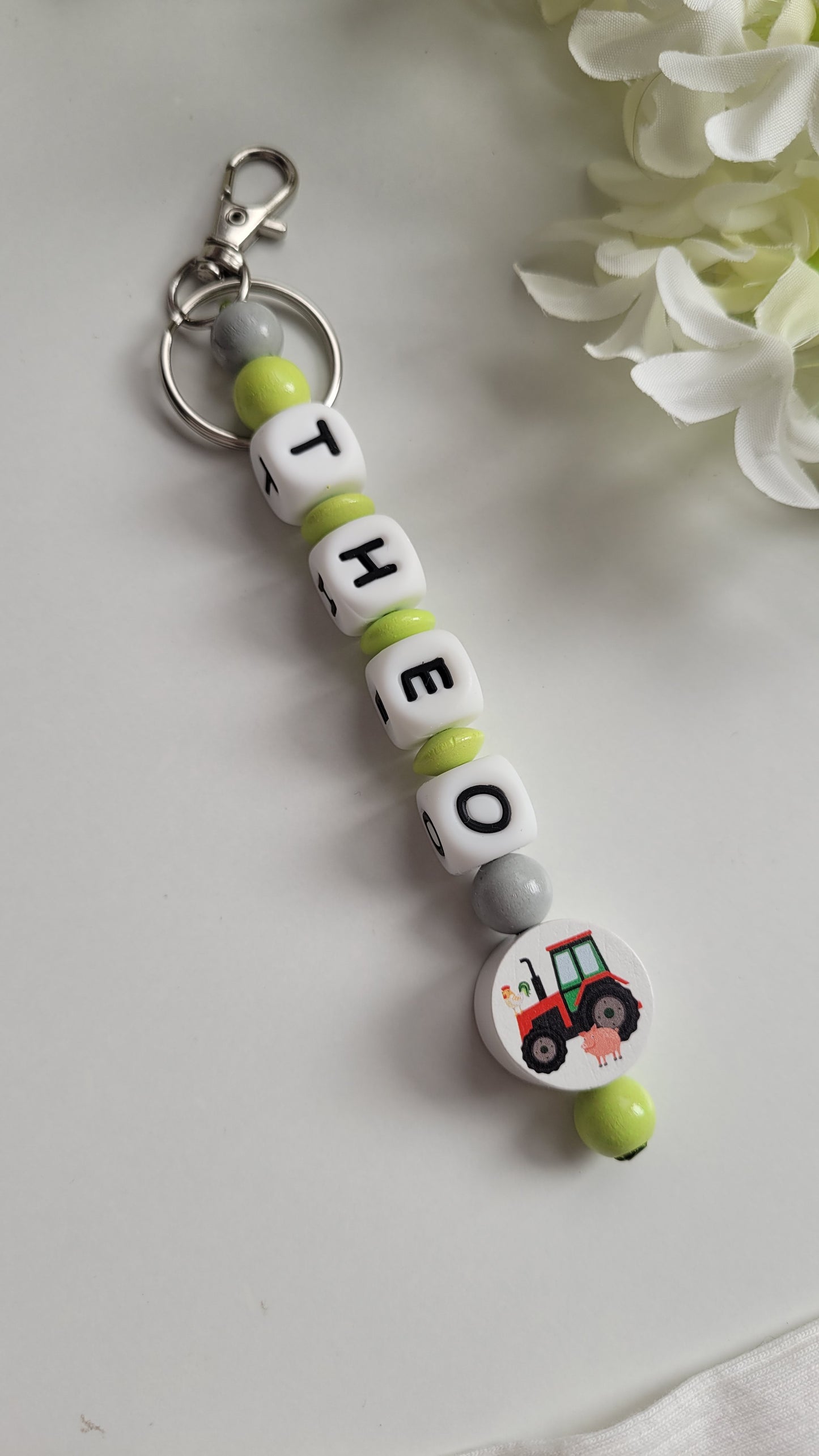 Schlüsselanhänger mit bis zu 3 Namen Traktor